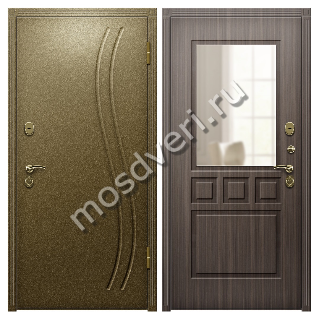 Дверь входная с шумоизоляцией порошок+МДФ с зеркалом - купить от производителя Мосдвери Дверь входная с шумоизоляцией порошок+МДФ с зеркалом