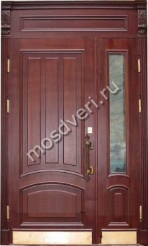Двустворчатая дверь со стеклянной малой дверцей, отделка филенчатый МДФ - купить от производителя Мосдвери Двустворчатая дверь со стеклянной малой дверцей, отделка филенчатый МДФ
