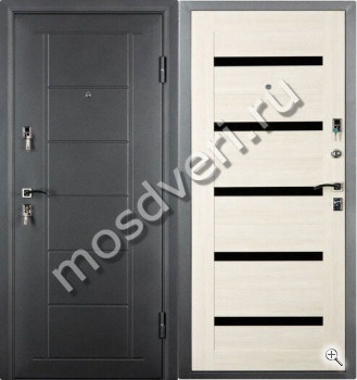 Уличная дверь черный молдинг порошок и МДФ - купить от производителя Мосдвери Уличная дверь черный молдинг порошок и МДФ